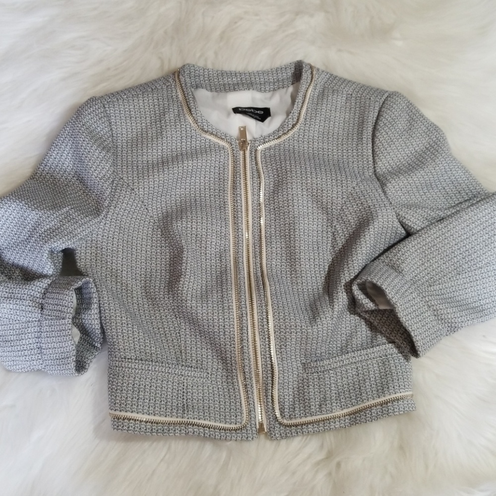 Bebe cropped tweed spring jacket blazer